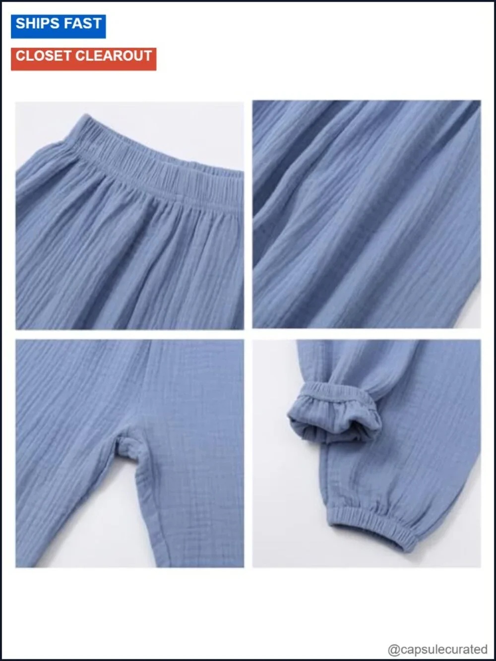 4 Pack Cotton Linen Harem Pants for Toddler Boys Girls Elastic Waist
